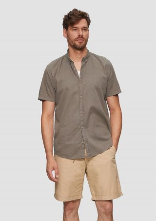 s.Oliver Regular: Kurzarmhemd mit All-over-Print - karamell