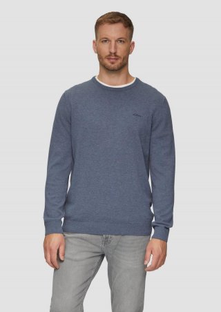 s.Oliver Strickpullover mit Logo-Stickerei - blau
