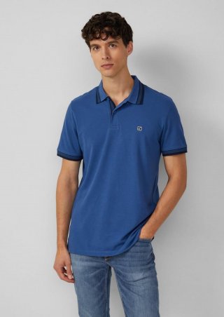s.Oliver Poloshirt aus Baumwollpiqué mit Kontrast-Details - royalblau
