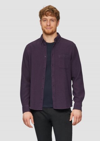s.Oliver Regular Fit: Button-down-Hemd aus Strukturware - aubergine