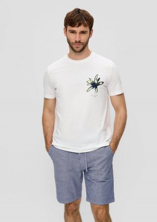 s.Oliver Chino-Shorts aus Leinenmix mit elastischem Bund - navy