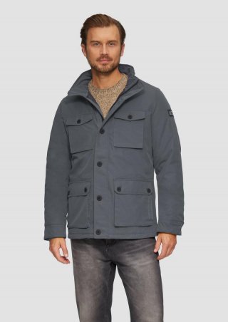 s.Oliver Gefütterte Jacke mit aufgesetzten Taschen im Utility-Stil - schiefergrau