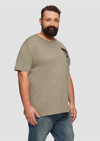 s.Oliver Baumwoll-T-Shirt mit Frontprint - hellbraun