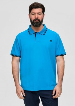 s.Oliver Poloshirt aus Baumwolle mit Logo-Detail - azurblau