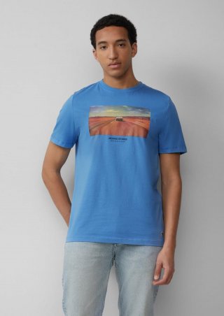 s.Oliver Baumwoll-T-Shirt mit Fotoprint - royalblau