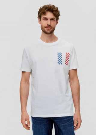 s.Oliver Unisex Baumwoll-T-Shirt mit EM-Print - weiß