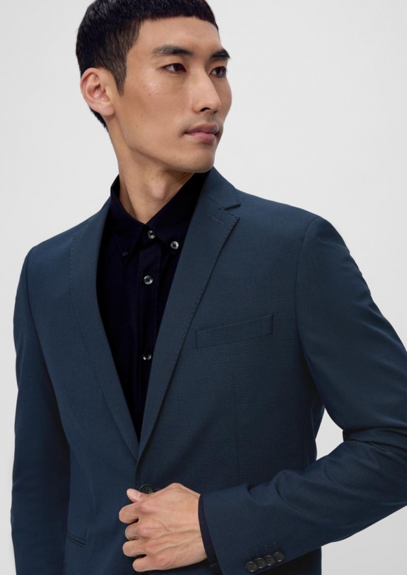 s.Oliver s.O ULTIMATE: Anzugsakko mit Hahnentritt-Muster - navy