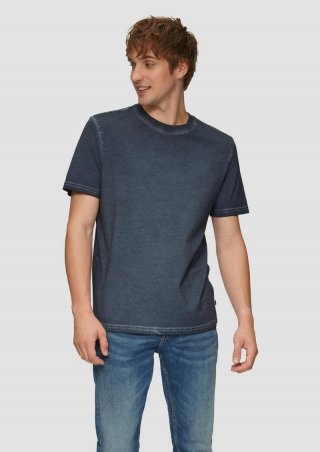 s.Oliver Gewaschenes T-Shirt mit Rundhalsausschnitt - tiefblau