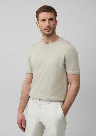 s.Oliver Gestricktes T-Shirt aus Baumwoll-Seidenmix - helles beige