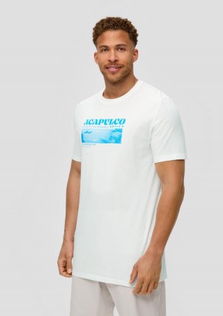 s.Oliver Crew-Neck-Shirt mit Frontprint aus Baumwoll-Jersey - weiß