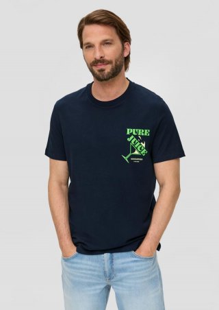 s.Oliver Baumwoll-T-Shirt mit Frontprint - navy