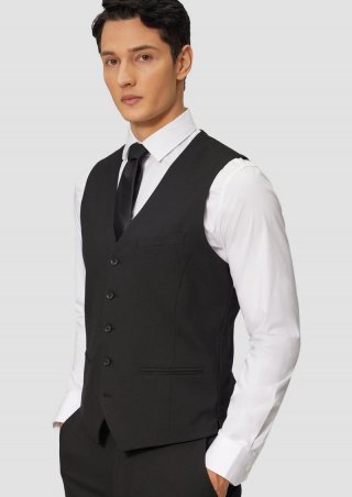 s.Oliver s.O PURE: Anzugweste im Slim Fit - schwarz