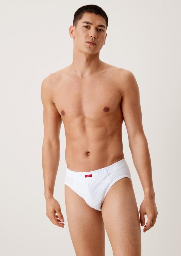 s.Oliver 7er-Pack Baumwoll-Slip mit Logo - weiß