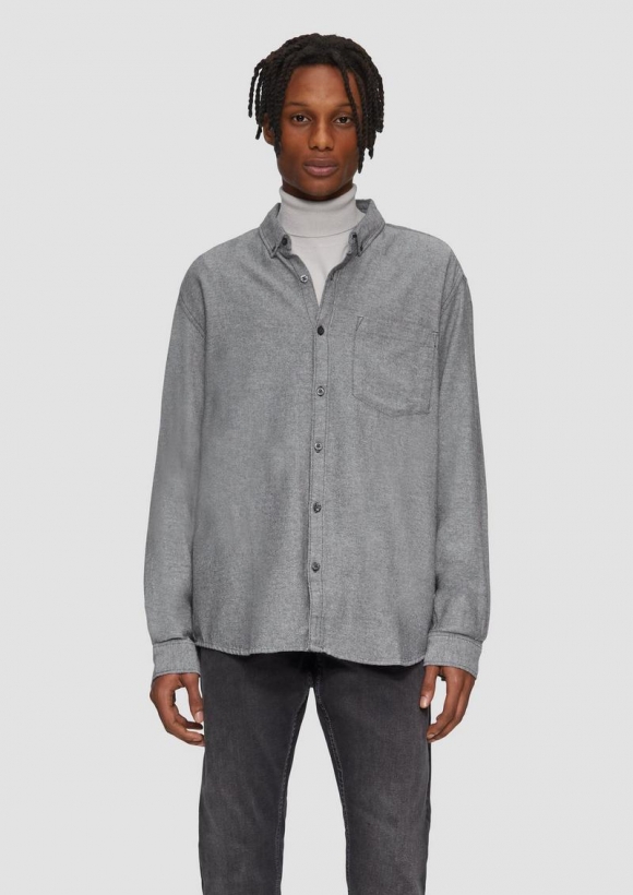 s.Oliver Regular Fit: Twillhemd mit aufgesetzter Brusttasche - navy