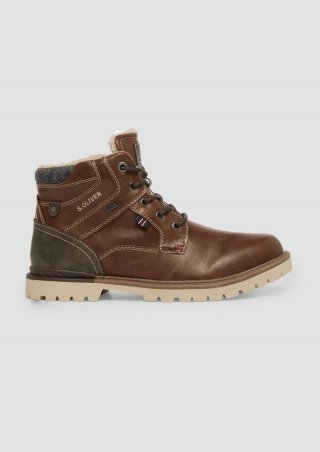s.Oliver Warm gefütterte Stiefel in Leder-Optik - dunkelbraun