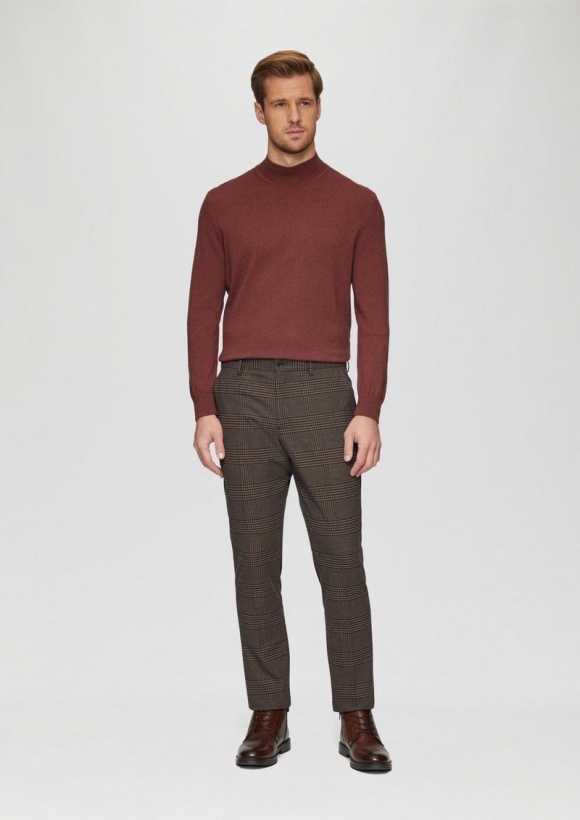 s.Oliver s.O PURE: Karierte Anzughose im Slim Fit - braun