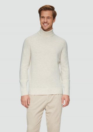 s.Oliver Rollkragenpullover aus reiner Wolle - wollweiß