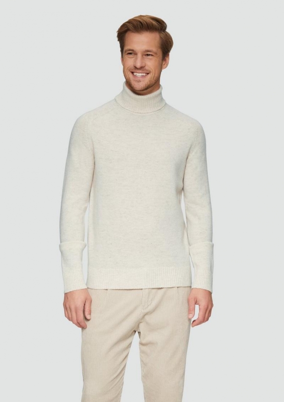 s.Oliver Rollkragenpullover aus reiner Wolle - wollweiß