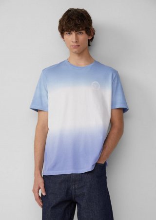 s.Oliver T-Shirt mit Farbverlauf und Frontprint - himmelblau