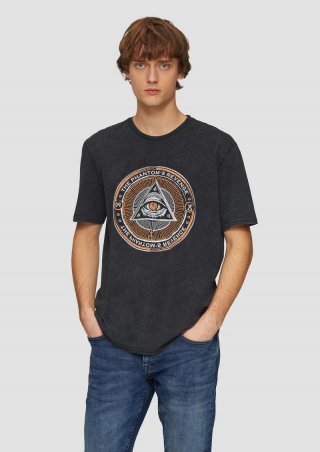 s.Oliver T-Shirt mit Halloween-Print - schwarz