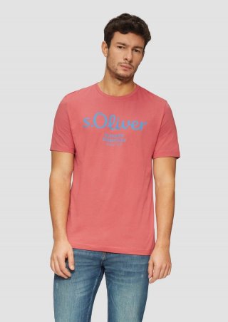 s.Oliver T-Shirt mit Logo-Print - preiselbeere