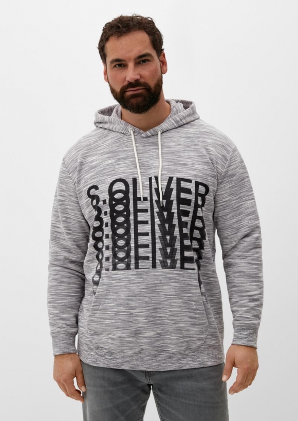 s.Oliver Hoodie mit Frontprint - grau meliert