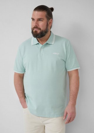 s.Oliver Piqué-Poloshirt mit Kontrastdetails und Logo - ozeangrün