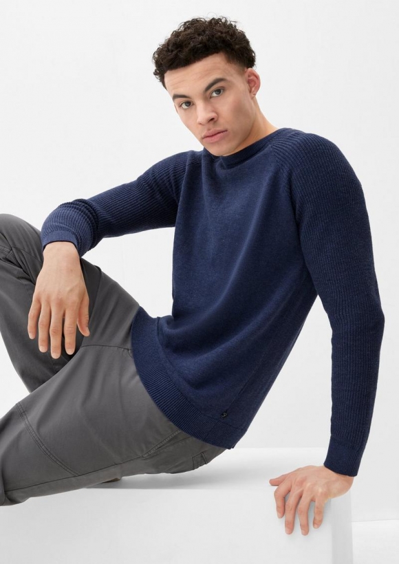s.Oliver Raglanpulli aus Strukturstrick - tiefblau s.Oliver Raglanpulli aus Strukturstrick - tiefblau