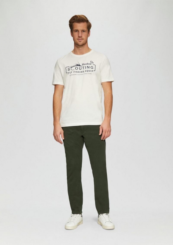 s.Oliver Regular Fit: Strukturierte Chino aus Baumwollstretch - tannengrün