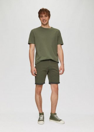 s.Oliver Chino-Shorts aus Baumwolle mit fixiertem Umschlag - olivgrün