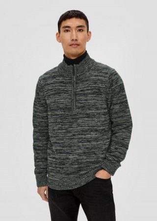 s.Oliver Troyer-Pullover aus Moulinegarn - dunkles salbeigrün
