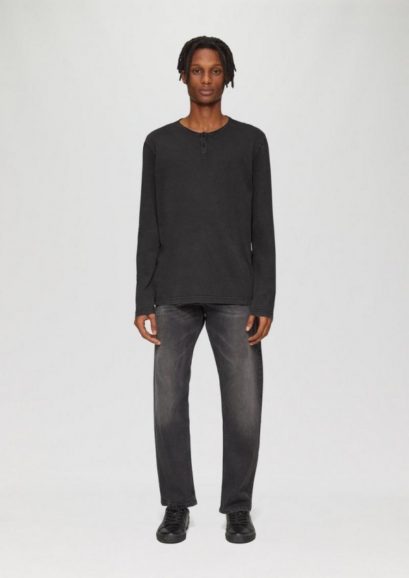 s.Oliver Gewaschenes Longsleeve mit Rollkante - schwarz