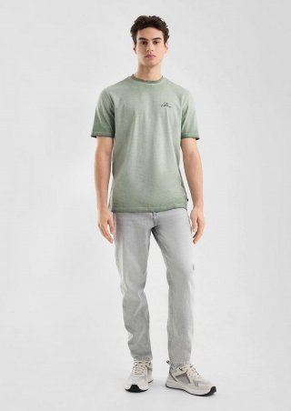 s.Oliver Gewaschenes Ringelshirt mit Rundhalsausschnitt - olivgrün