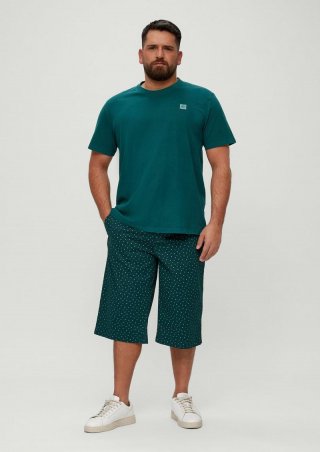 s.Oliver Slim: Bermuda mit Allover-Print - tannengrün