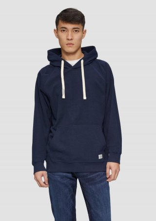 s.Oliver Hoodie aus Baumwolle mit Logo-Patch und Struktur - tiefblau