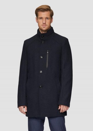 s.Oliver Wattierter Wollmix-Mantel mit herausnehmbarem Einsatz - navy