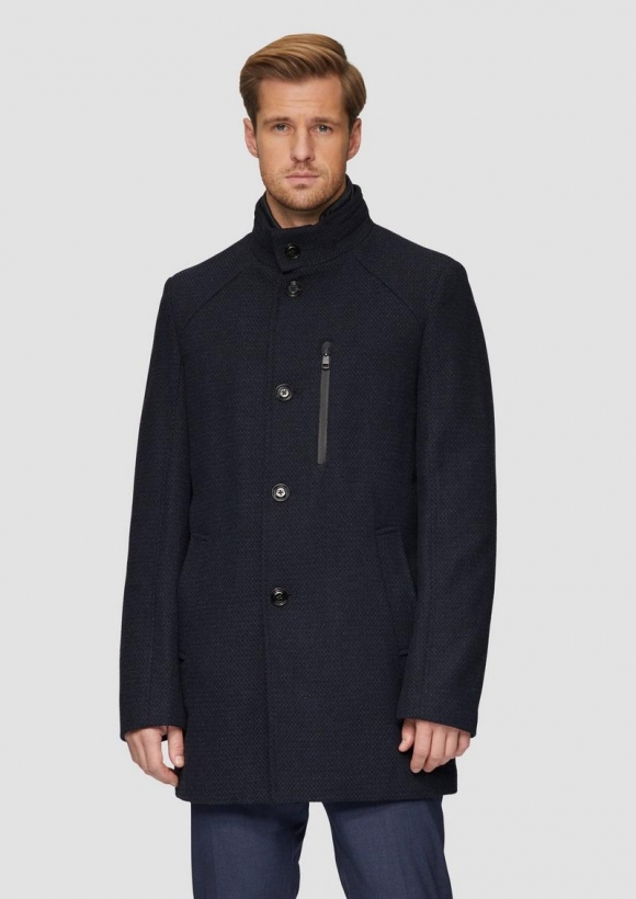 s.Oliver Wattierter Wollmix-Mantel mit herausnehmbarem Einsatz - navy
