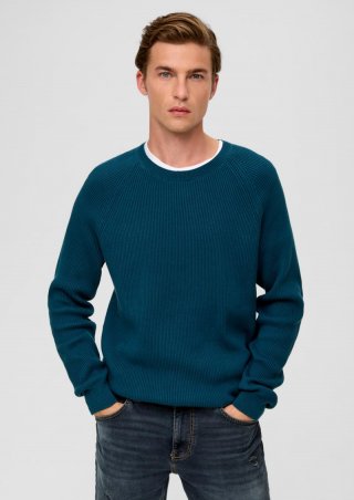s.Oliver Feinstrickpullover aus Baumwolle - petrol