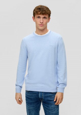 s.Oliver Strickpullover mit Logo-Stickerei - himmelblau