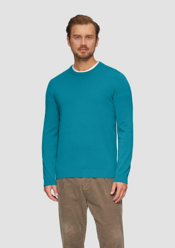 s.Oliver Strickpullover mit Logo-Stickerei - türkis