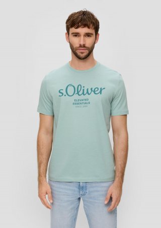 s.Oliver T-Shirt aus Baumwolle mit Label-Print - salbeigrün