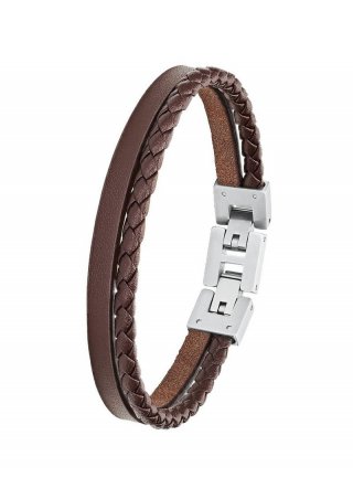 s.Oliver Armband aus Leder und Edelstahl - karamell