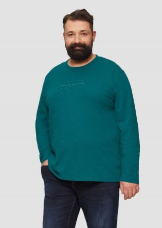 s.Oliver Meliertes Longsleeve aus Jersey mit Logo-Print - petrol