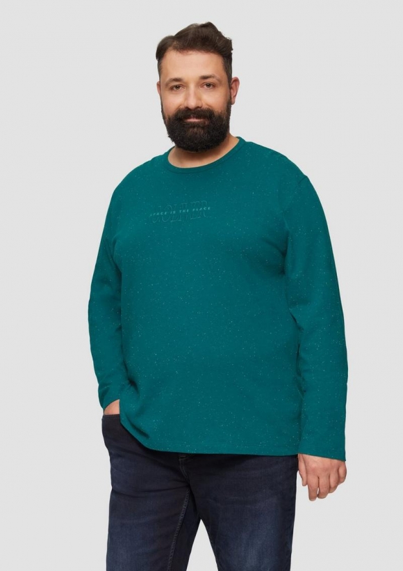 s.Oliver Meliertes Longsleeve aus Jersey mit Logo-Print - petrol