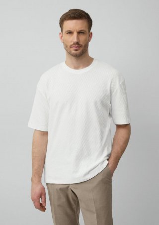 s.Oliver T-Shirt im Relaxed Fit aus strukturiertem Jersey - weiß