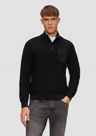s.Oliver Sportiver Strick-Troyer im Fabricmix - schwarz