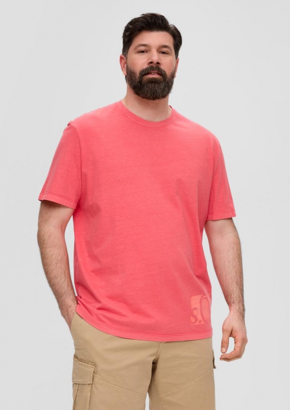 s.Oliver T-Shirt mit Label-Print - korallrot