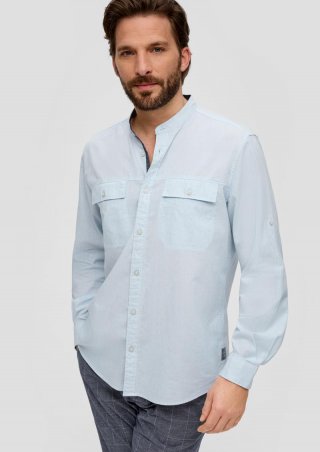 s.Oliver Regular: Hemd mit Stehkragen - himmelblau