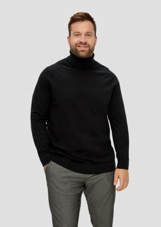 s.Oliver Rollkragenpullover aus Baumwolle - schwarz