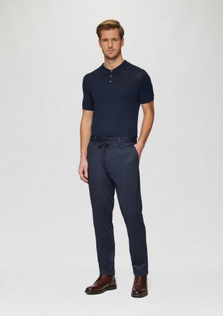 s.Oliver s.O JOGG: Anzughose mit Hahnentrittmuster - navy